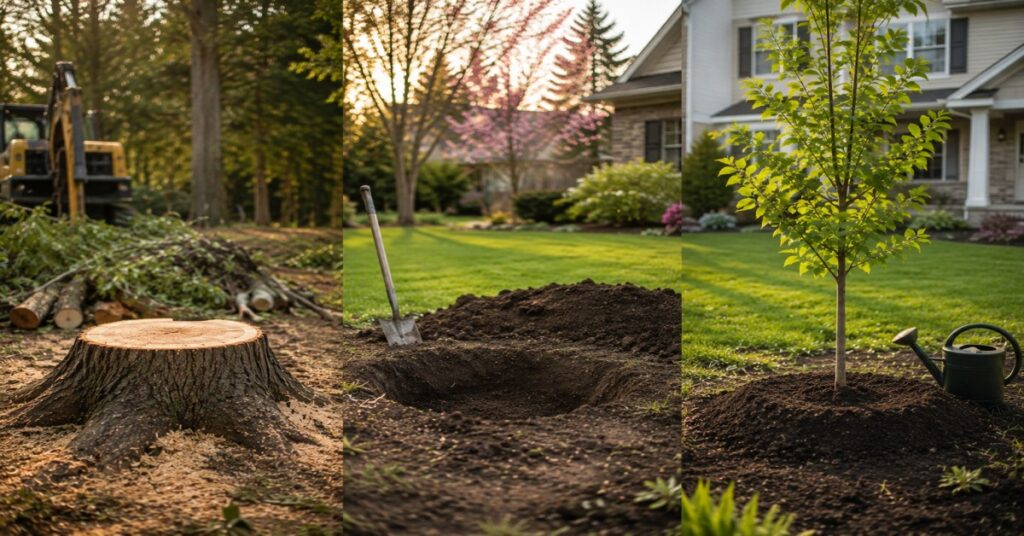 Certified arborist preparing soil to replace tree after removal in Buffalo NY
