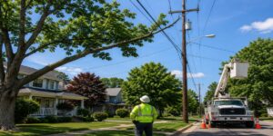 tree branches near power lines buffalo ny hazardous limbs touching service drop wire