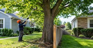 Tree on property line who pays ny guide showing boundary line branches in Buffalo NY